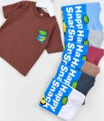 PREVENTA 5 REMERAS OVERSIZE DE BEBE HAPPY SNACK